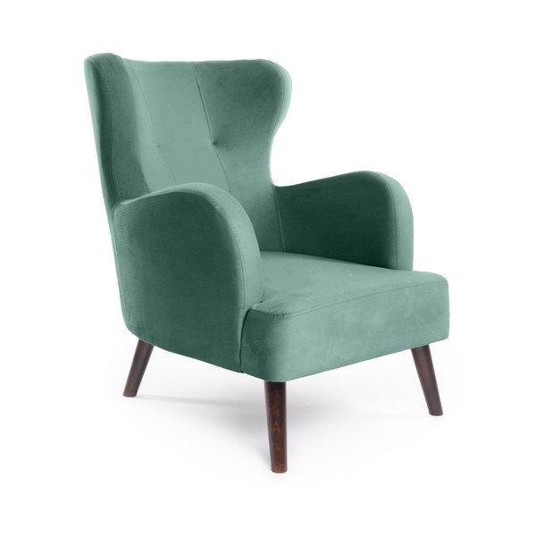 Zamatové kreslo ušiak v mentolovej farbe Noemye – Bonami Selection