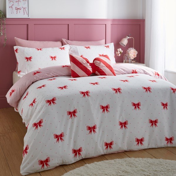Ružové obliečky na jednolôžko 135x200 cm Dotty Bows – Sassy B-image-2
