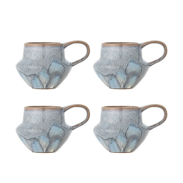 Svetlomodré hrnčeky v súprave 4 ks z kameniny 300 ml Bessie – Bloomingville