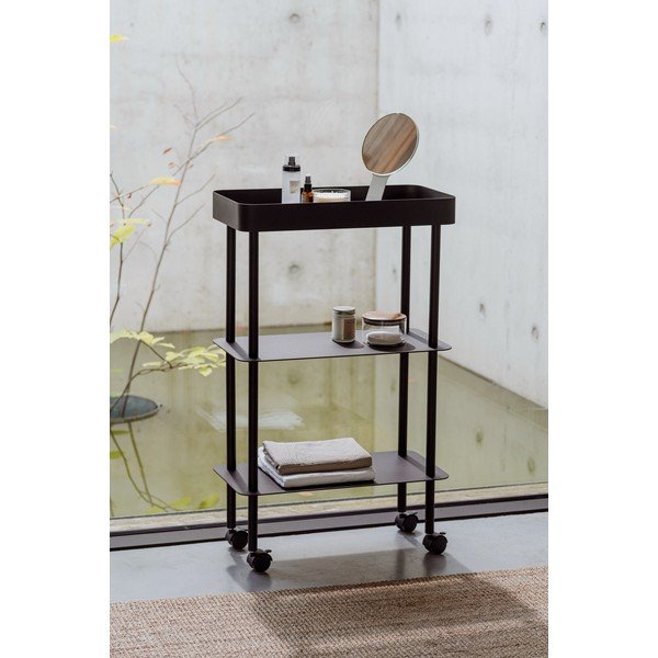 Béžový kovový pojazdný regál 60x97x30 cm Nolle – noo.ma-image-1