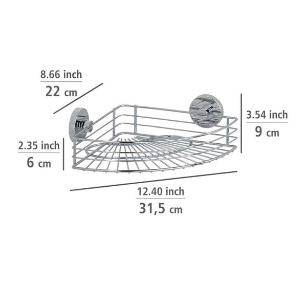 Samodržiaca rohová polička Wenko Vacuum-Loc, nosnosť až 33 kg-image-4