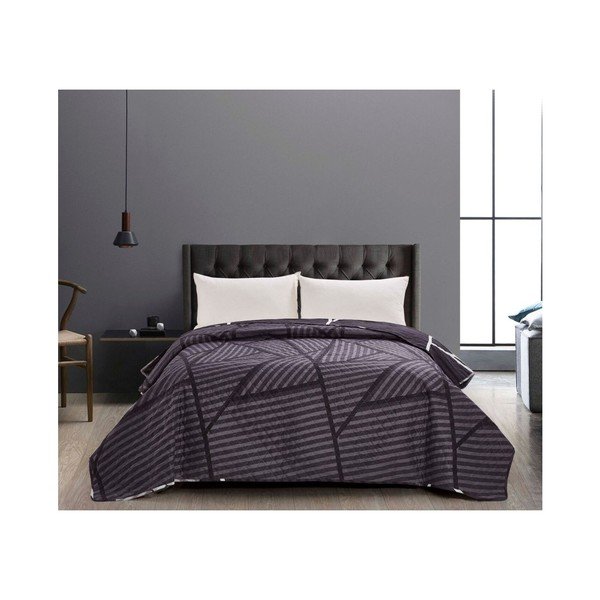 Čierny obojstranný pléd z mikrovlákna DecoKing Catmint, 170 × 270 cm-image-1