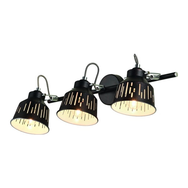 Čierna nástenná lampa na 3 žiarovky Lamkur Jack