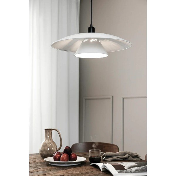 Čierno-biele závesné svietidlo s kovovým tienidlom ø 50 cm Millinge - Markslöjd-image-2