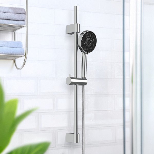 Sprchová súprava z nehrdzavejúcej ocele v striebornej farbe s ručnou sprchou/posuvný držiak 70 cm Softwater – Wenko-image-1