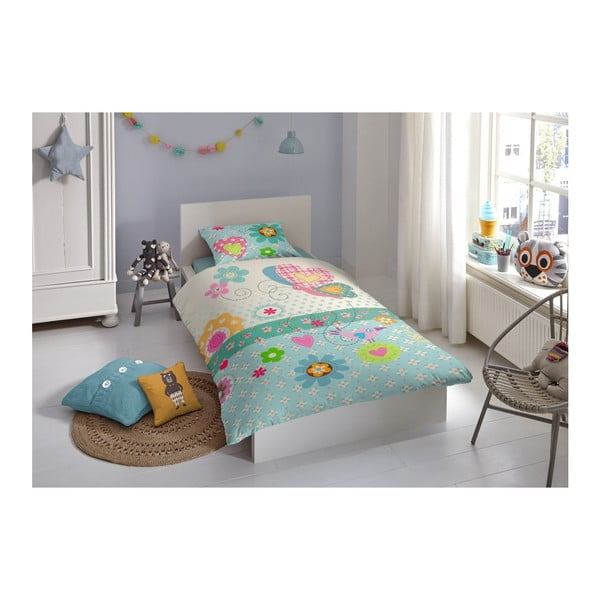 Detské obliečky na jednolôžko z čistej bavlny Muller Textiels Cute Love, 140 × 200 cm-image-1