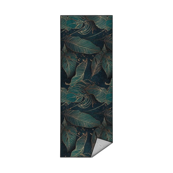 Prateľný behúň v petrolejovej farbe 80x200 cm Midnight Jungle – Mila Home