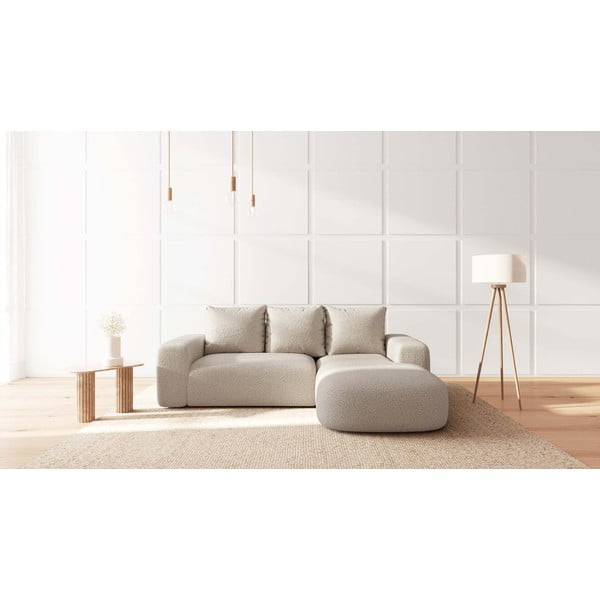 Krémová rohová pohovka z textílie bouclé (pravý roh) Feiro – MESONICA-image-1