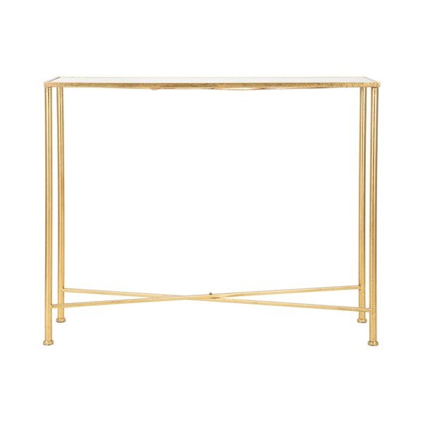Biely/v zlatej farbe konzolový stolík so sklenenou doskou 35x100 cm Butterflies – Mauro Ferretti-image-3