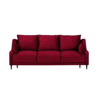 Červená zamatová rozkladacia pohovka s úložným priestorom Mazzini Sofas Freesia, 215 cm