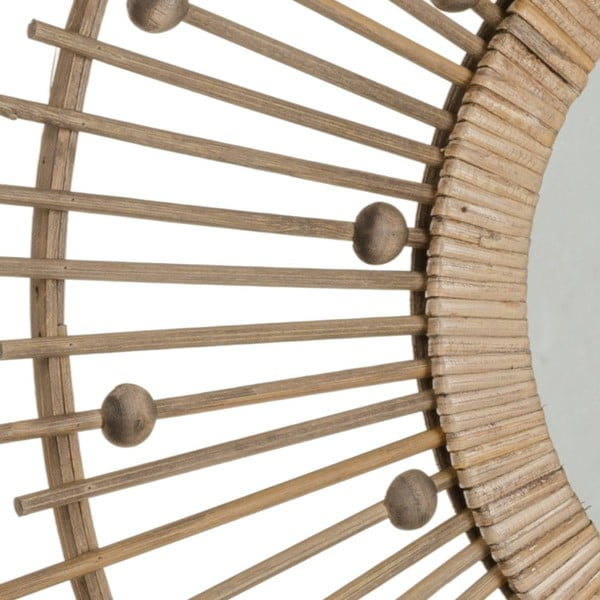 Nástenné zrkadlo s bambusovým rámom ø 70 cm Sol – Ixia-image-2