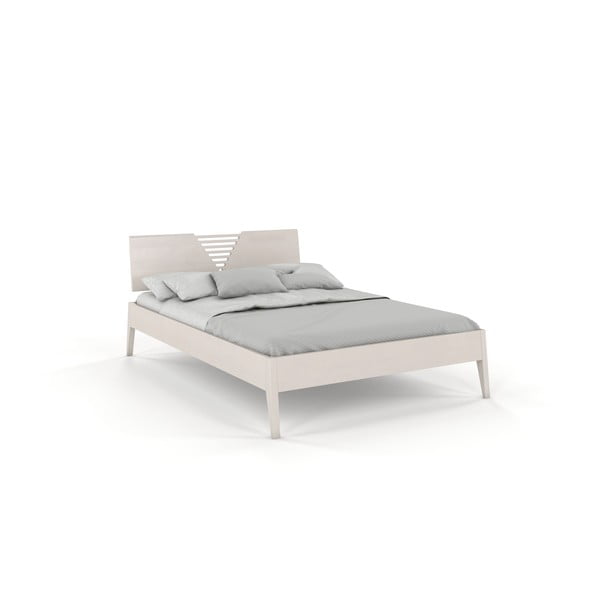 Biela drevená dvojlôžková posteľ s úložným priestorom 180x200 cm Visby - Skandica
