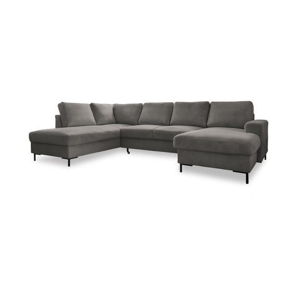 Sivá menčestrová rozkladacia rohová pohovka (ľavý roh) Lofty Lilly – Miuform