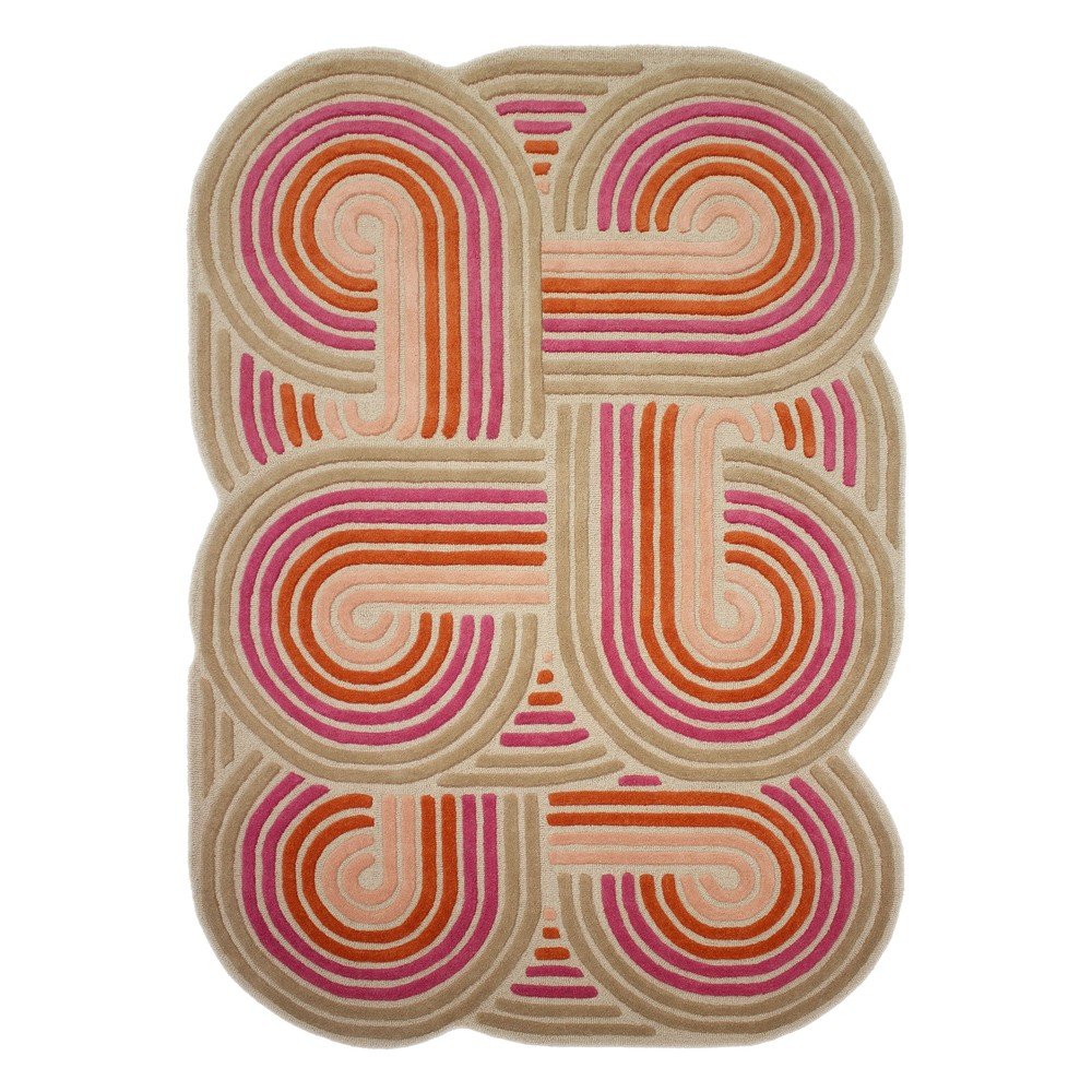 E-shop Ružový ručne tkaný vlnený koberec 140x200 cm Spiral Shaped – Flair Rugs