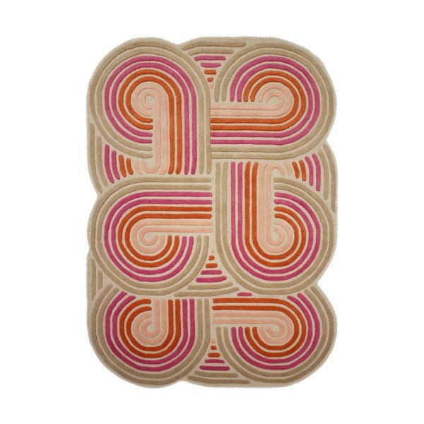 Ružový ručne tkaný vlnený koberec 140x200 cm Spiral Shaped  – Flair Rugs