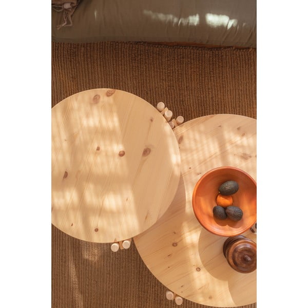 Okrúhly konferenčný stolík z borovicového dreva v prírodnej farbe ø 80 cm Sticks – Karup Design-image-1