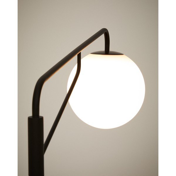 Biela/čierna stojacia lampa so skleneným tienidlom (výška  164 cm) Eilo – Kave Home-image-2