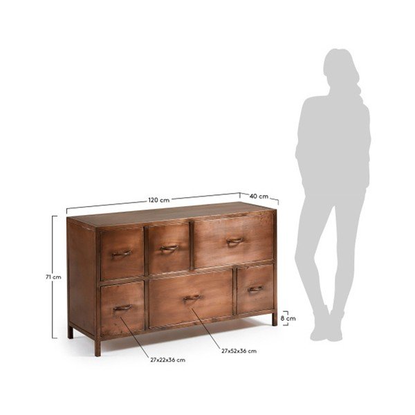 Komoda vo farbe medi z borovicového dreva La Forma Elma-image-2