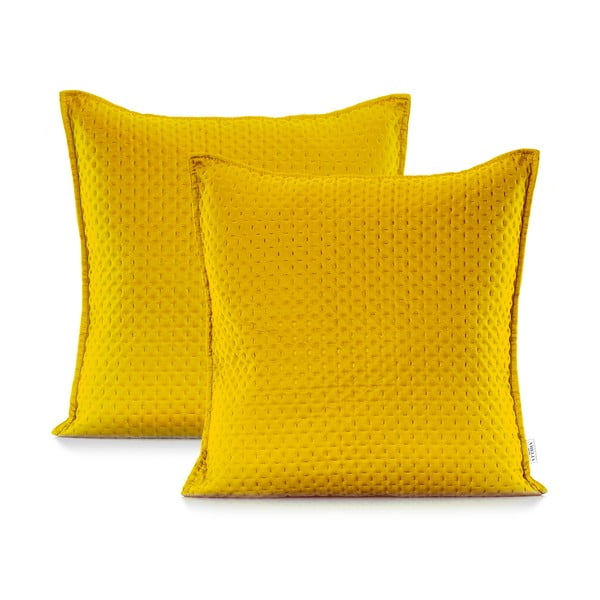 Žltá obliečka na vankúš DecoKing Carmen, 45 x 45 cm