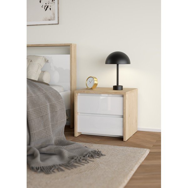 Biely/v prírodnej farbe nočný stolík Next – Tvilum-image-1