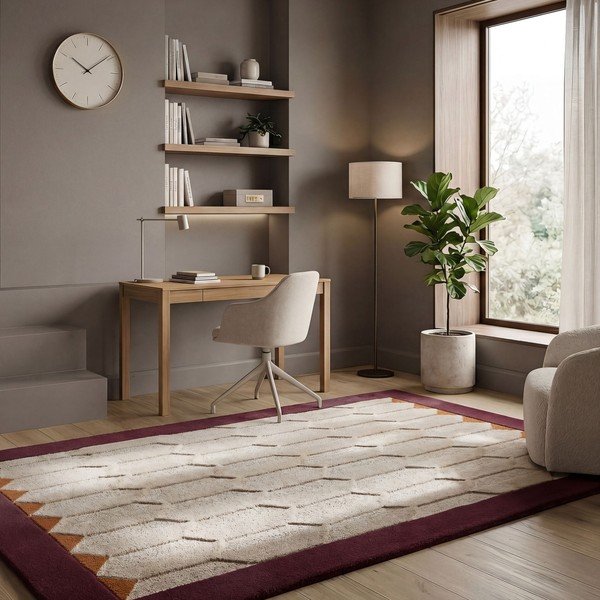 Vínovočervený/v prírodnej farbe ručne tkaný vlnený koberec 120x170 cm Apex Border Wool – Flair Rugs-image-1