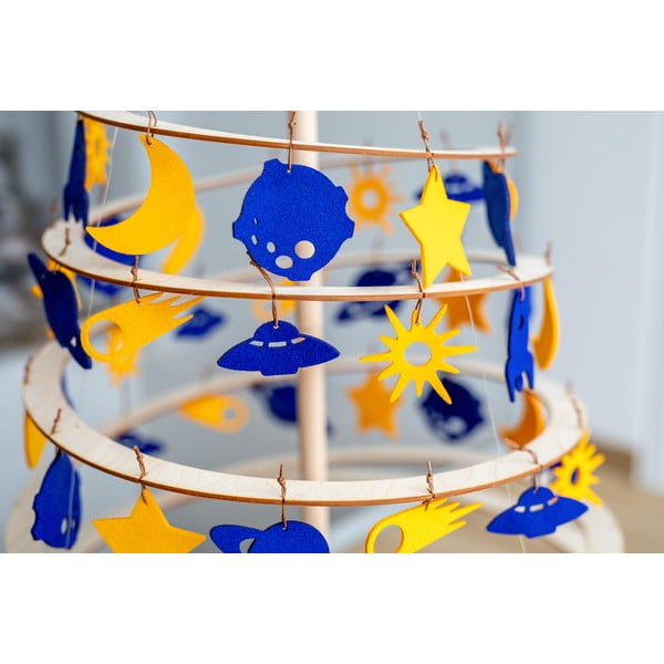 Súprava 8 žlto-modrých filcových vianočných dekorácií Spira Medium-image-4