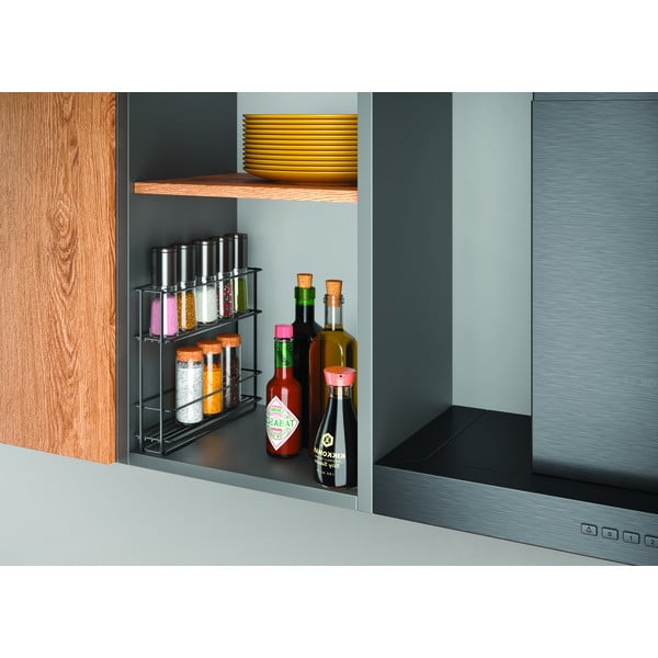 Čierna výsuvná nástenná dvojposchodová polica na korenie Metaltex Lava-image-2