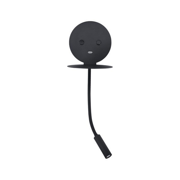 Čierne hliníkové LED nástenné svietidlo s ohýbateľnou konštrukciou/s USB portom Eclip – Nova Luce