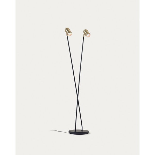 Čierna/v zlatej farbe stojacia lampa s kovovým tienidlom (výška 152 cm) Clemence – Kave Home-image-3
