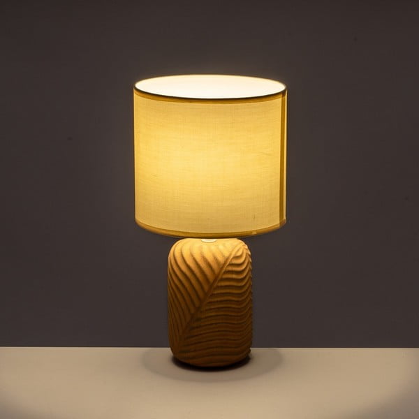 Stolová lampa v krémovo-tehlovej farbe s textilným tienidlom (výška 39 cm) – Casa Selección-image-1