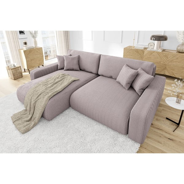 Svetloružová menčestrová rozkladacia rohová pohovka (variabilná) Sara – Ropez-image-4