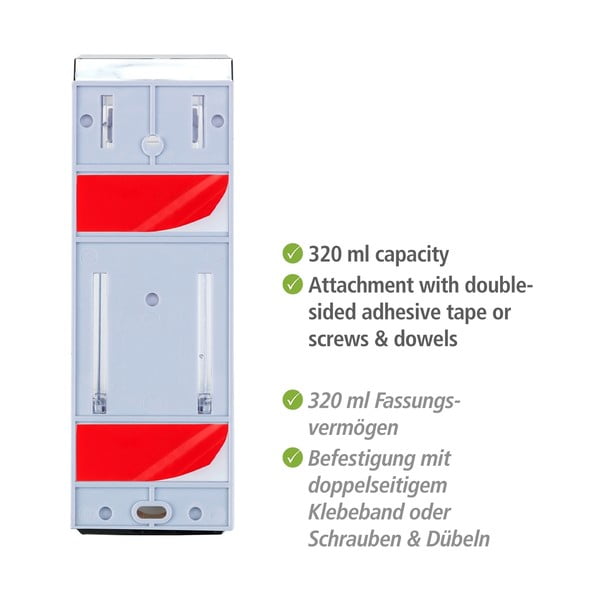 Nástenný plastový dávkovač mydla v striebornej farbe 0.32 l Istres – Wenko-image-4