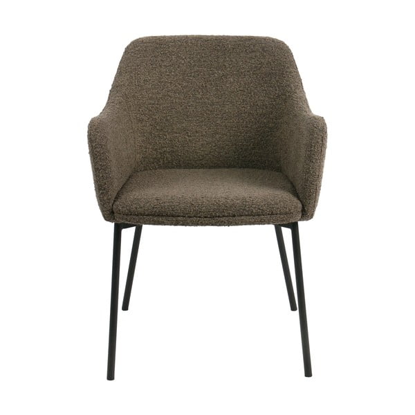 Hnedé čalúnené jedálenské kreslo s podrúčkami Melilla – House Nordic-image-3