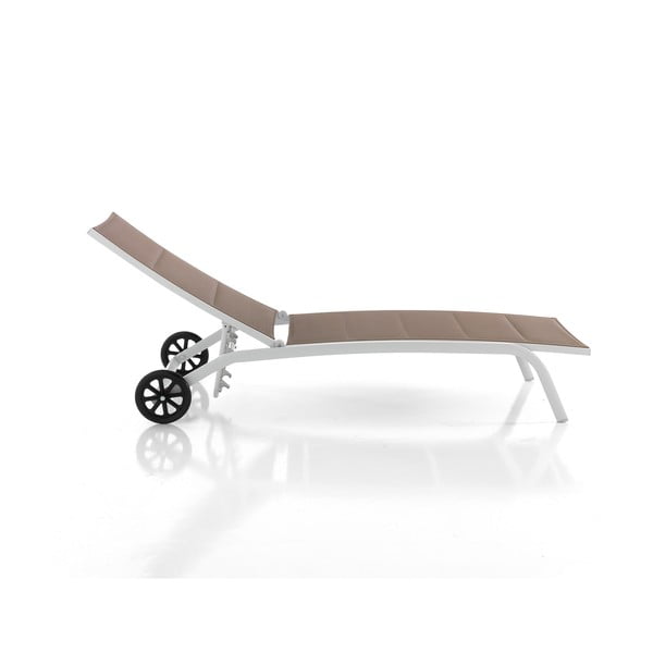 Biele/hnedé kovové záhradné ležadlo Kastri – Tomasucci-image-3