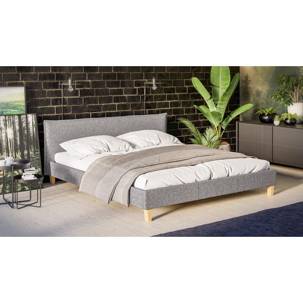 Sivá čalúnená dvojlôžková posteľ s roštom 180x200 cm Tina - Ropez-image-2