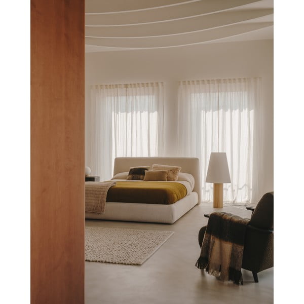 Stojacia lampa s textilným tienidlom v bielo-prírodnej farbe (výška 110 cm) Marga – Kave Home-image-2