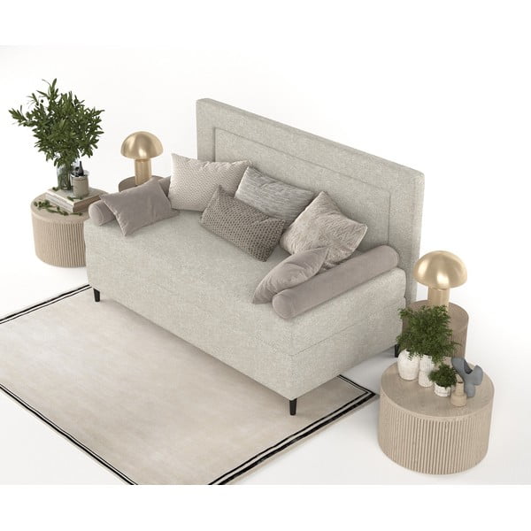 Sivobéžová čalúnená jednolôžková posteľ 90x200 cm Albumy – Maison de Rêve-image-4