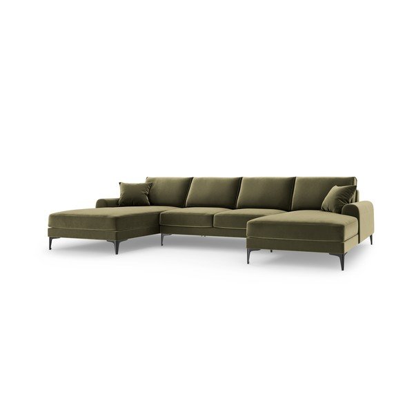 Zelená zamatová pohovka do "U" Mazzini Sofas Madara-image-2