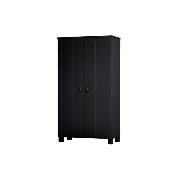 Čierna šatníková skriňa z borovicového dreva 111x202 cm Ties – WOOOD-image-3