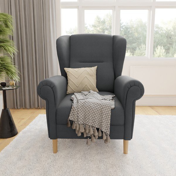 Tmavosivé kreslo ušiak Swan – Ropez-image-1