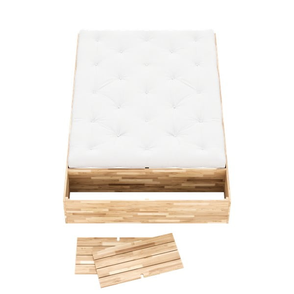 Dvojlôžková posteľ z borovicového dreva s úložným priestorom s roštom v prírodnej farbe 160x200 cm Basement Bed – Karup Design-image-4