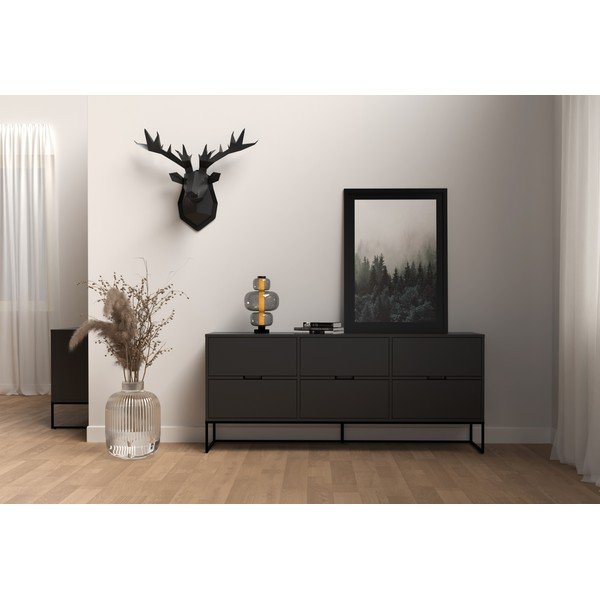 Čierny príborník s kovovými nohami v čiernej farbe se 6 zásuvkami Tenzo Lipp-image-1