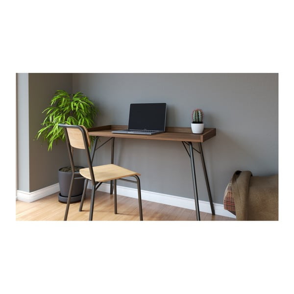 Pracovný stôl s doskou v dekore orechového dreva 52x115 cm Rayburn – Woodman-image-1