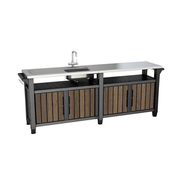 Záhradná kuchyňa v dekore orecha 237x52 cm Unity Chef – Keter