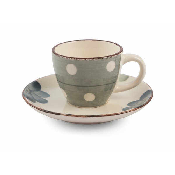 Súprava 6 farebných šálok na espresso s tanierikom z kameniny VDE Tivoli 1996 Tazzine-image-3