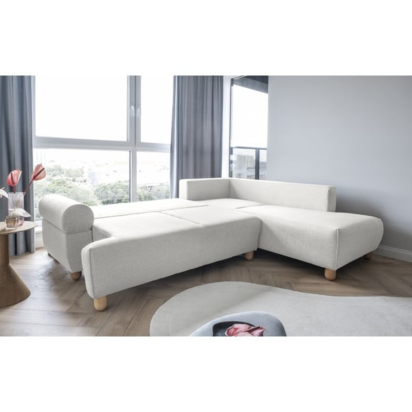 Krémovobiela rozkladacia rohová pohovka (pravý roh) Bouncy Olli - Miuform-image-4