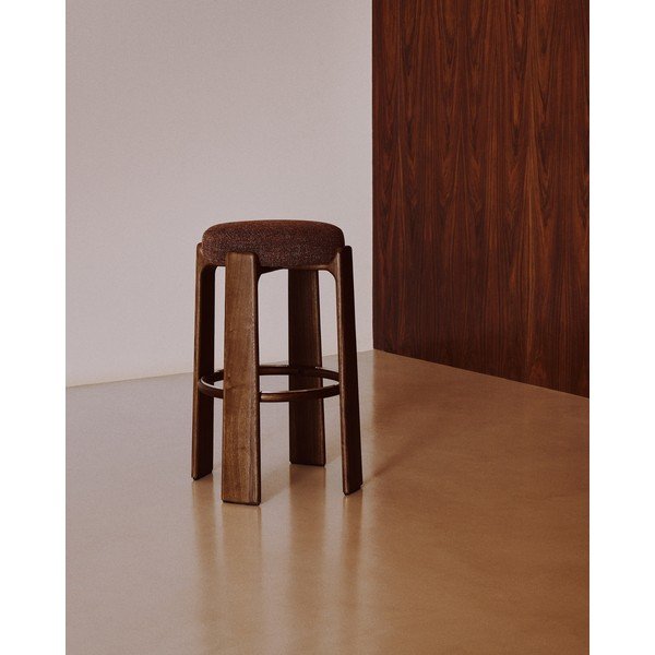 Hnedá/v tmavo prírodnej farbe barová stolička z jaseňového dreva (výška sedadla 75 cm) Granite – Kave Home-image-1