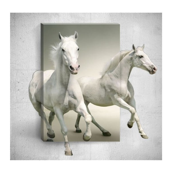 Nástenný 3D obraz Mosticx White Horses, 40 × 60 cm