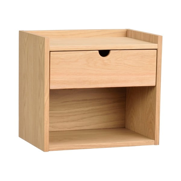 Závesný/s poličkami nočný stolík z dubového dreva v prírodnej farbe Hillmond – Rowico-image-3