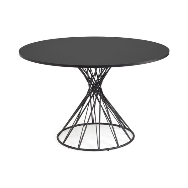 Čierny okrúhly jedálenský stôl s čiernou doskou ø 120 cm Niut – Kave Home